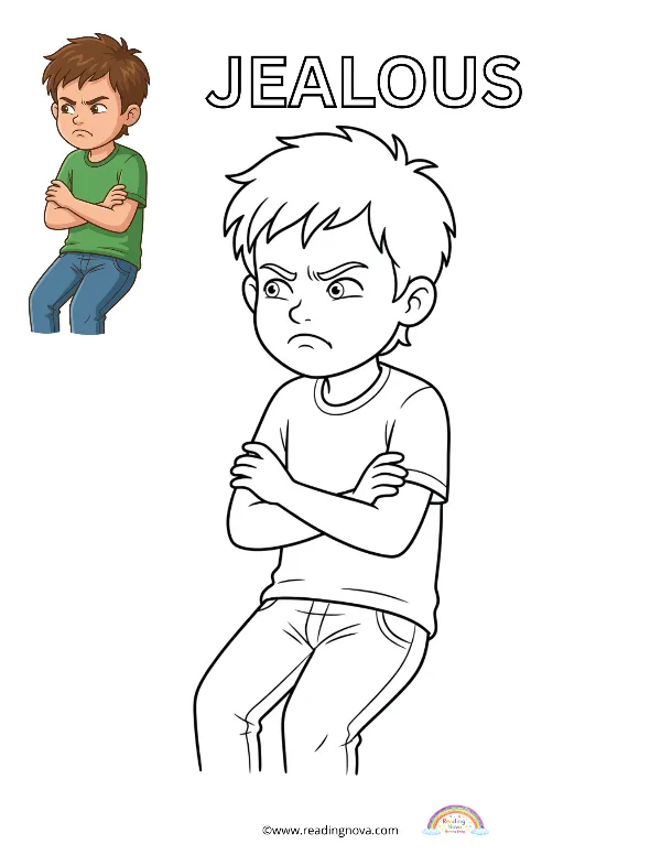 Free colouring page: Jealous