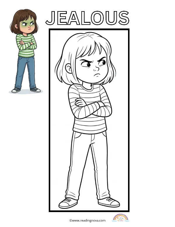 Free colouring page: Jealous