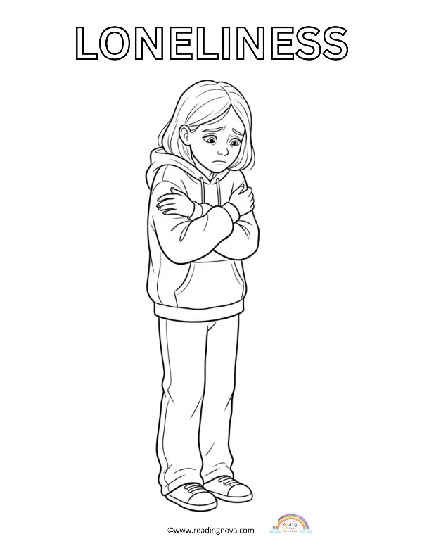 Free colouring page: loneliness