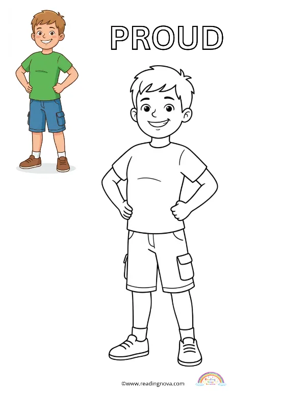 Free colouring page: Proud