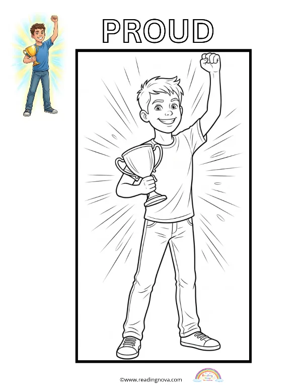 Free colouring page: Proud