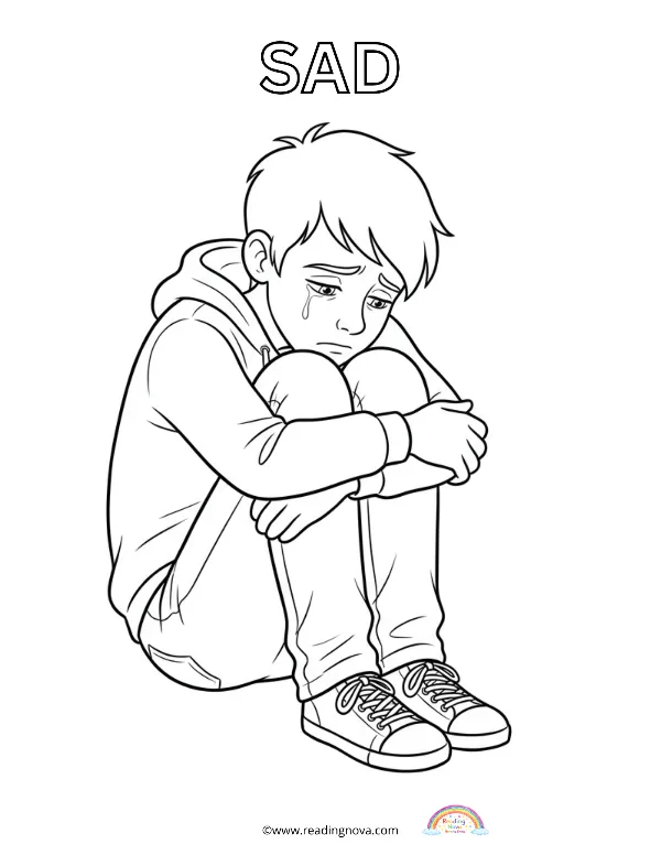 Free colouring page: Sad