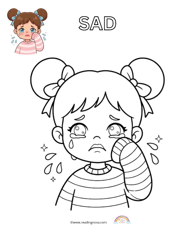 Free colouring page: Sad