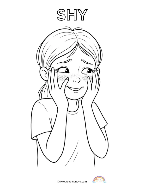 Free colouring page: Shy