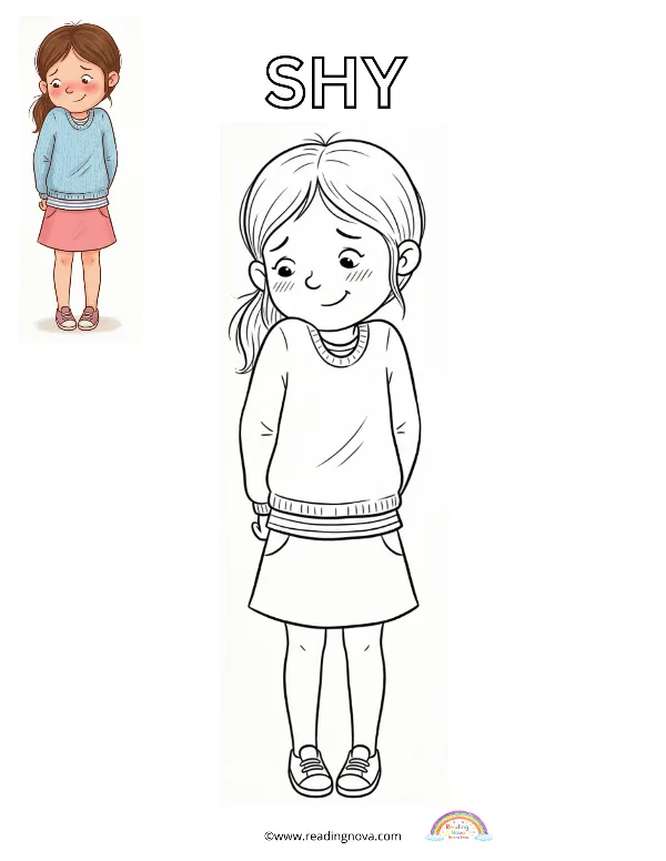 Free colouring page: Shy