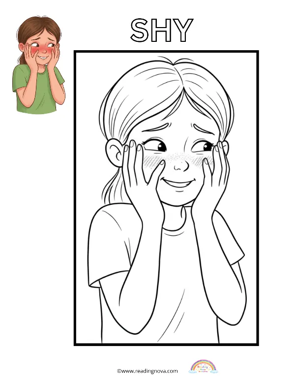 Free colouring page: Shy