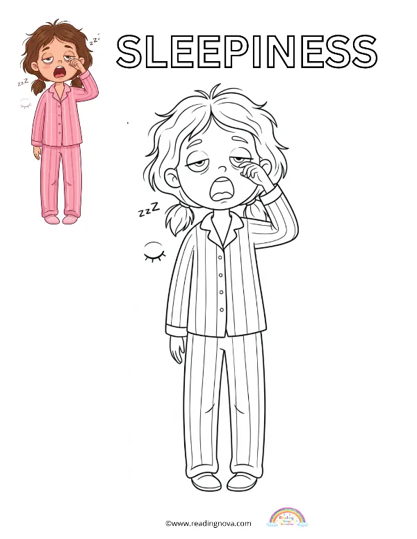 Free colouring page: Sleepiness