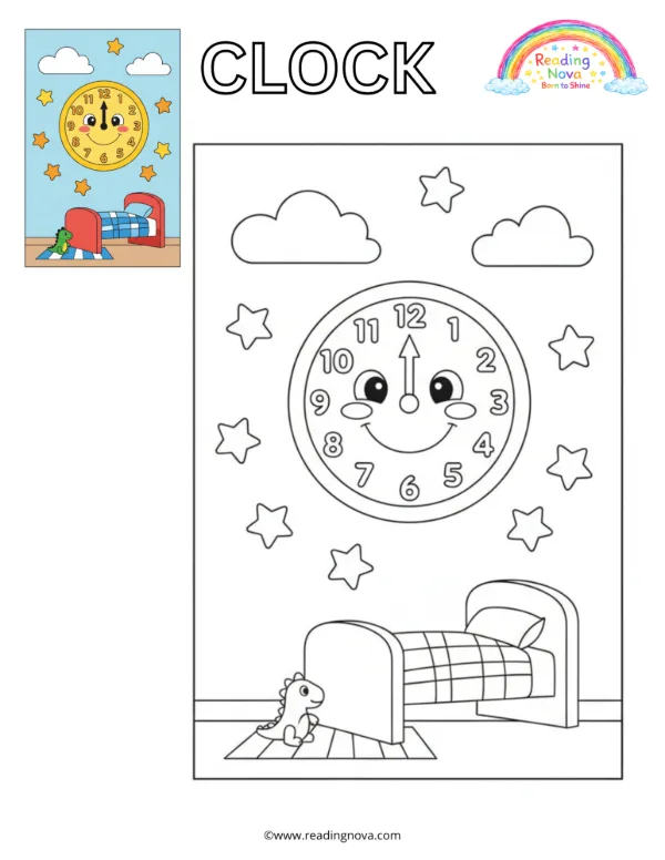 Free colouring page: Clock