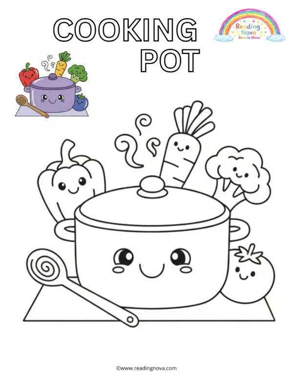Free colouring page: Cooking Pot