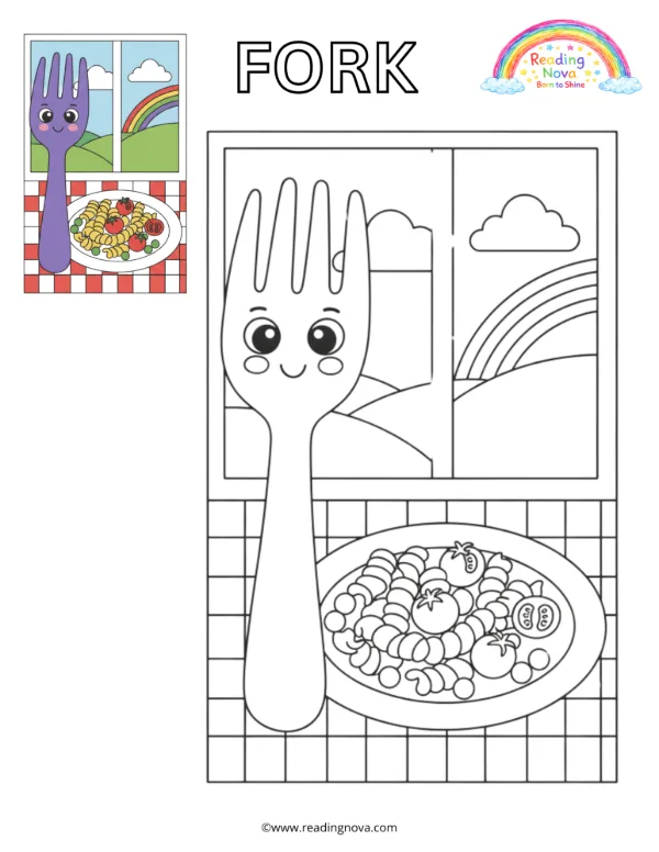 Free colouring page: Fork