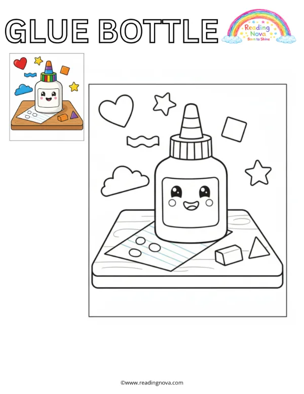 Free colouring page: Glue Bottle