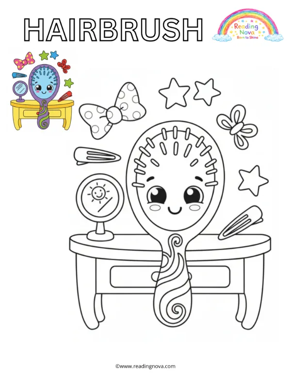 Free colouring page: Hairbrush