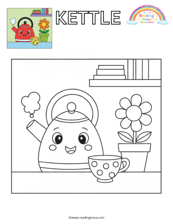 Free colouring page: Kettle