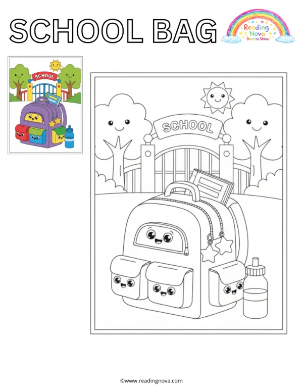 Free colouring page: School Bag