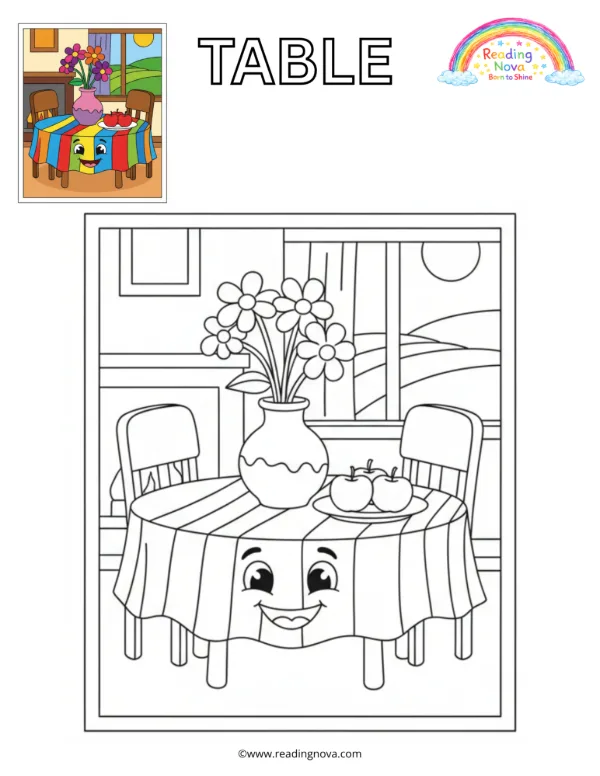 Free colouring page: Table
