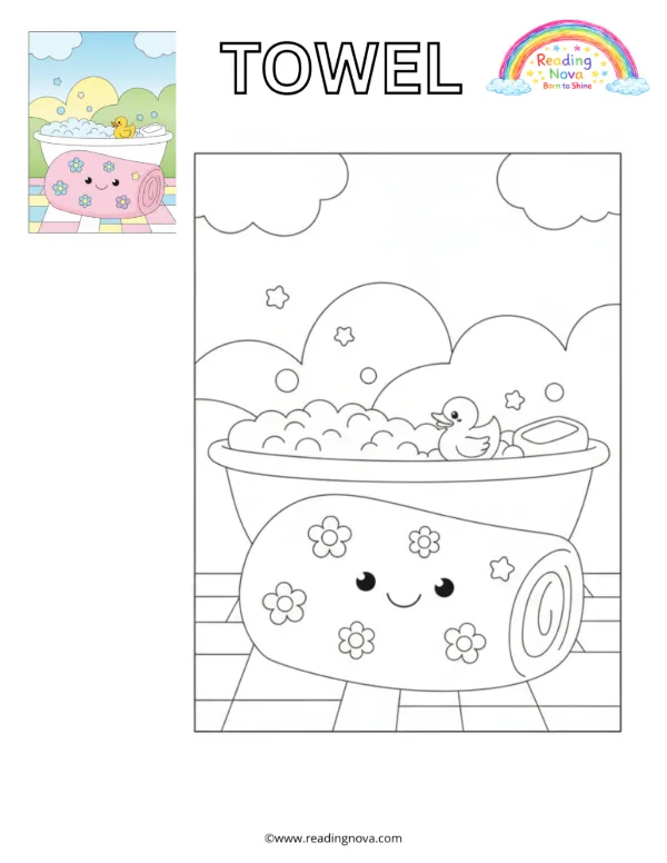 Free colouring page: Towel