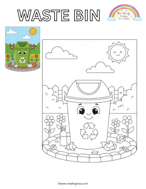 Free colouring page: Waste Bin