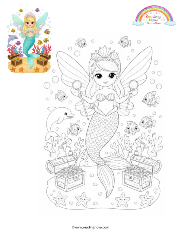Free colouring page: Mermaid Fairy