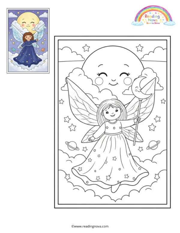 Free colouring page: Moon Fairy