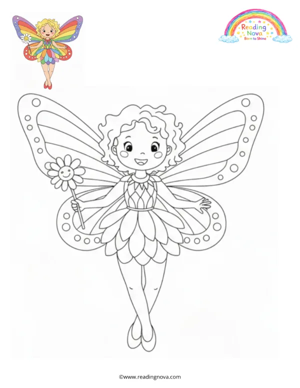 Free colouring page: Rainbow Fairy
