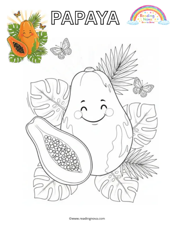 Free colouring page: Papaya