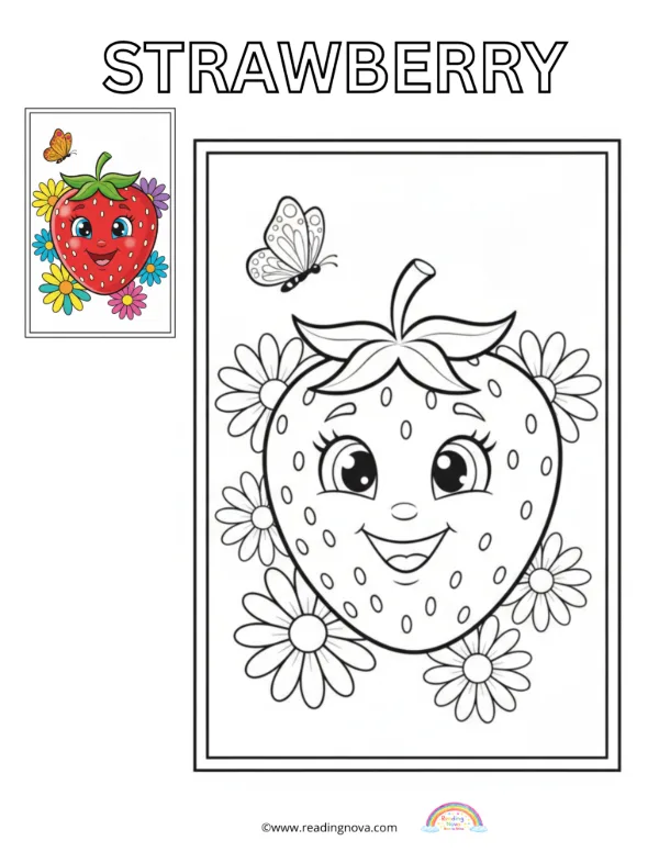 Free colouring page: Strawberry