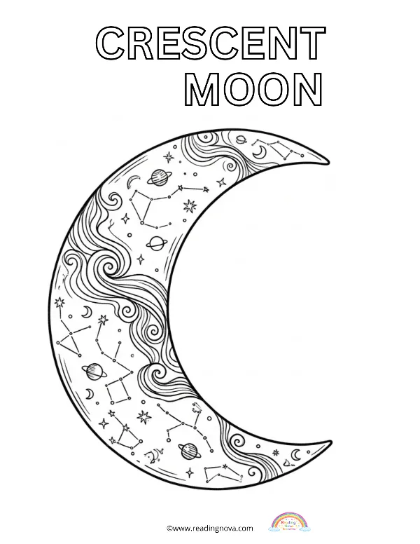 Free colouring page: Crescent moon