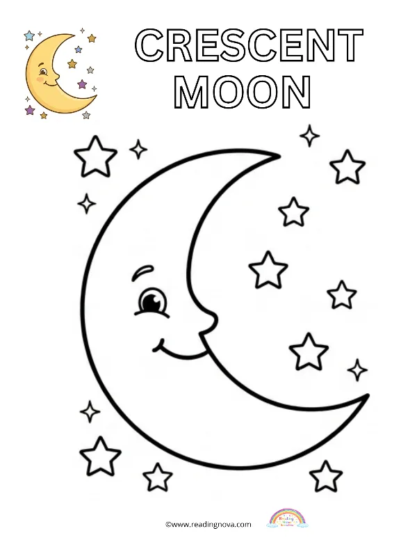 Free colouring page: Crescent moon