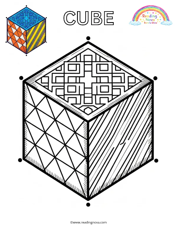 Free colouring page: Cube