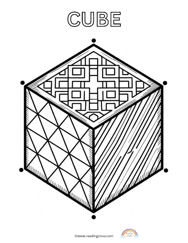 Free colouring page: Cube