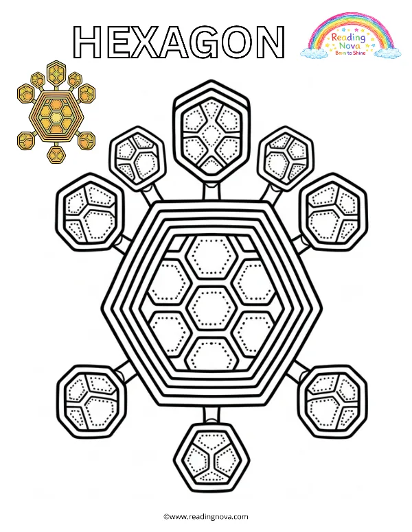 Free colouring page: Hexagon
