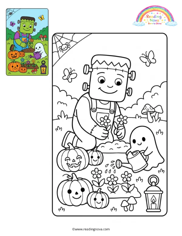 Free colouring page: Frankenstein’s Monster’s Garden