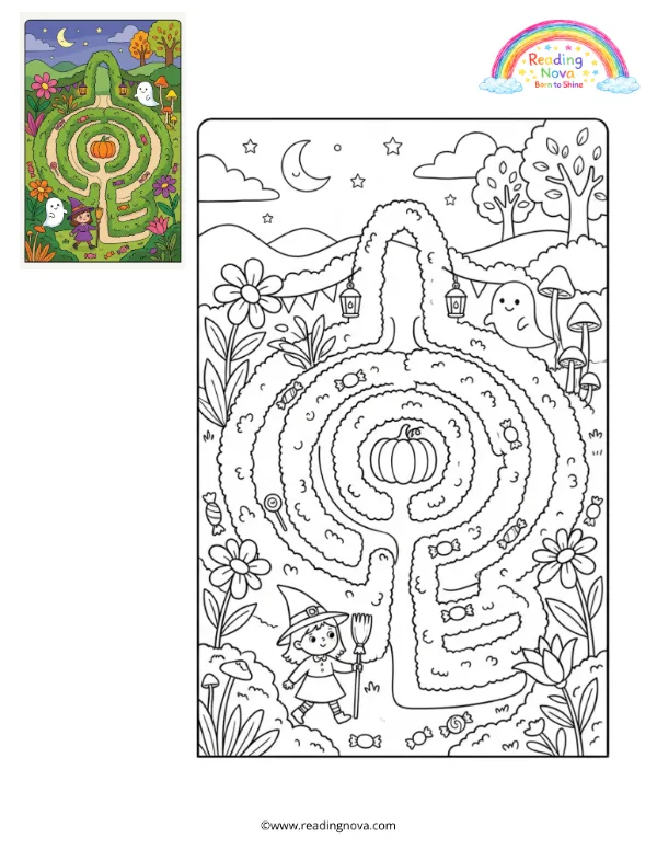 Free colouring page: Magical Garden Maze