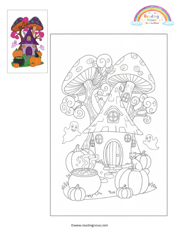 Free colouring page: Witch’s Forest Cottage