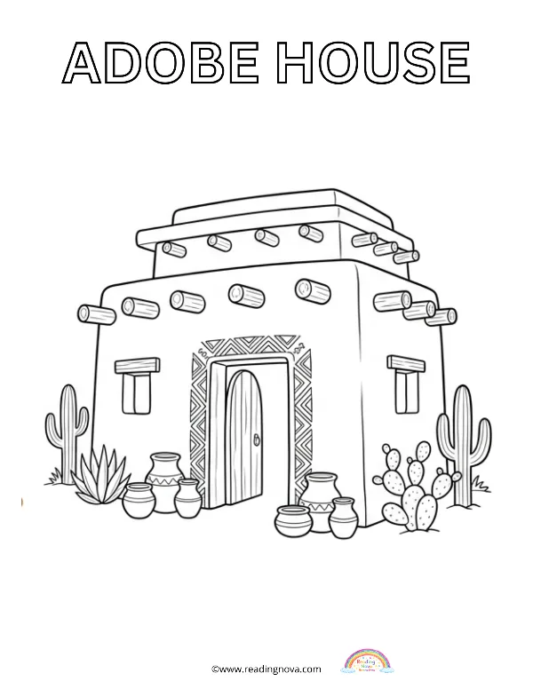 Free colouring page: Adobe House