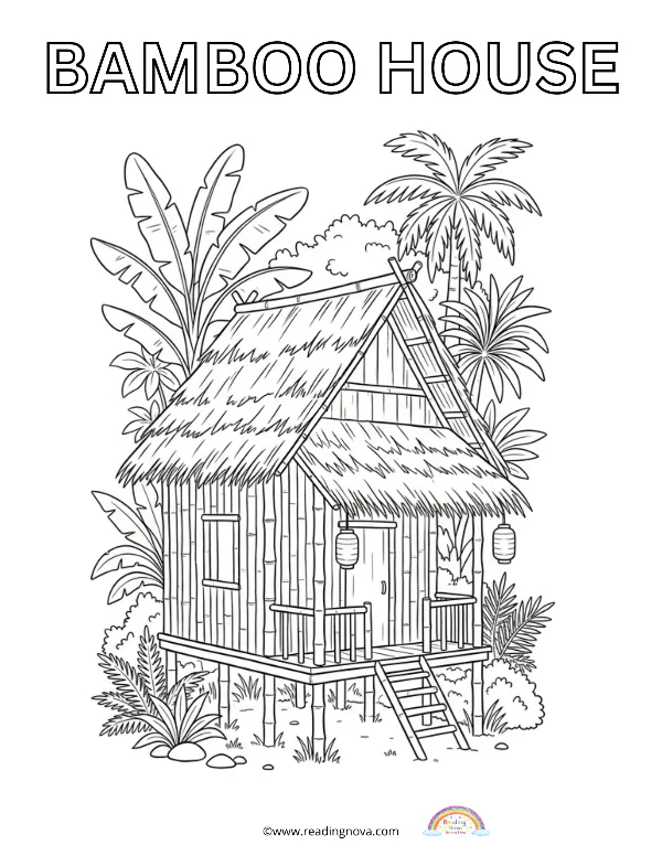 Free colouring page: Bamboo House