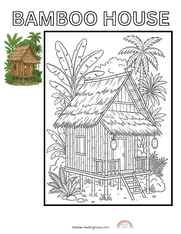 Free colouring page: Bamboo House