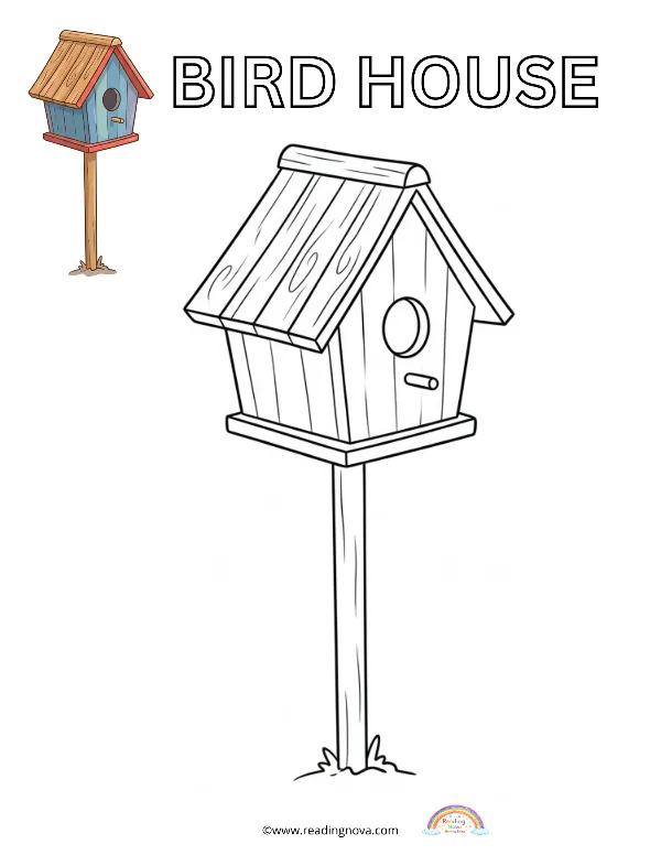 Free colouring page: Bird House