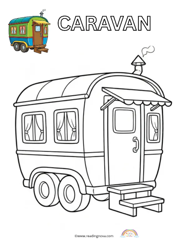 Free colouring page: Caravan