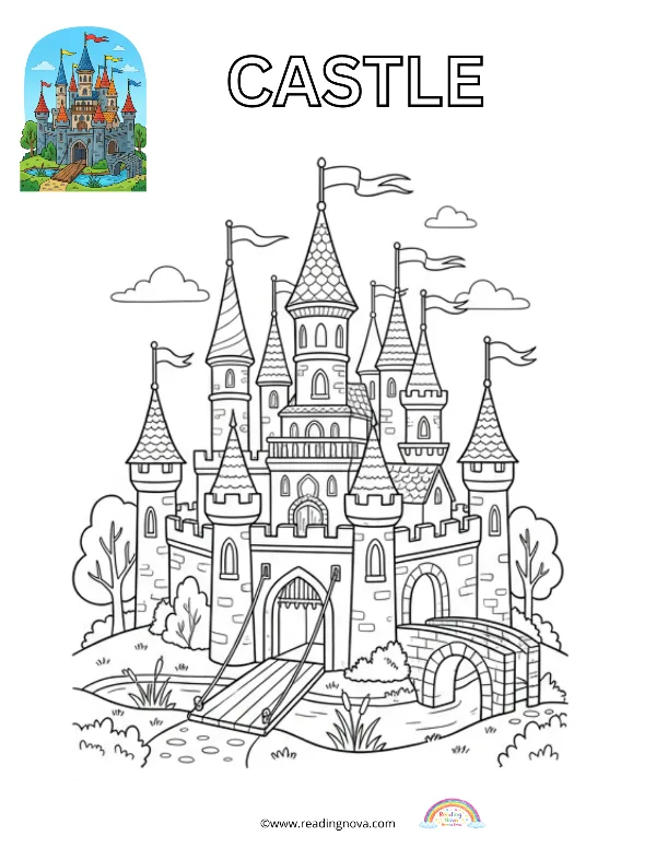 Free colouring page: Castle