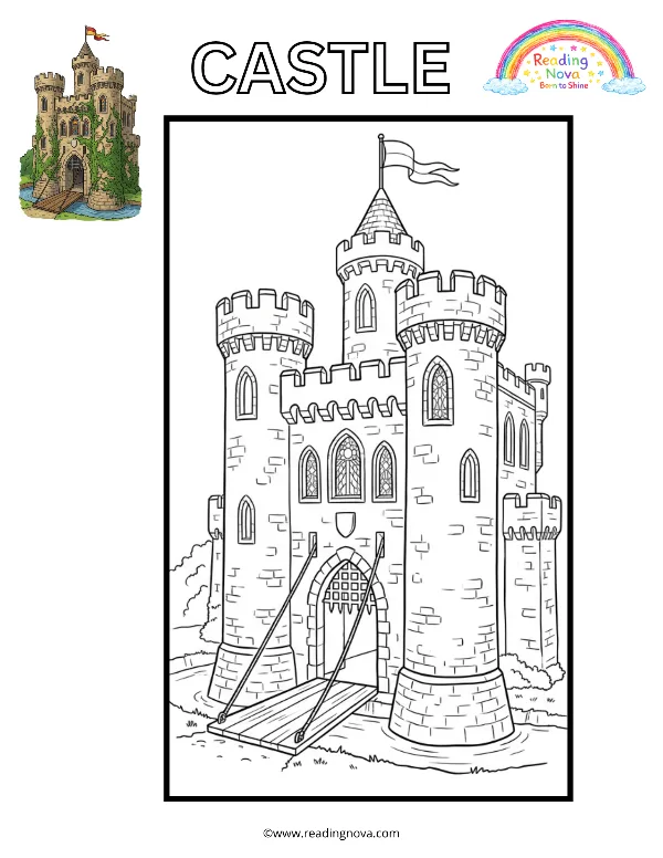 Free colouring page: Castle