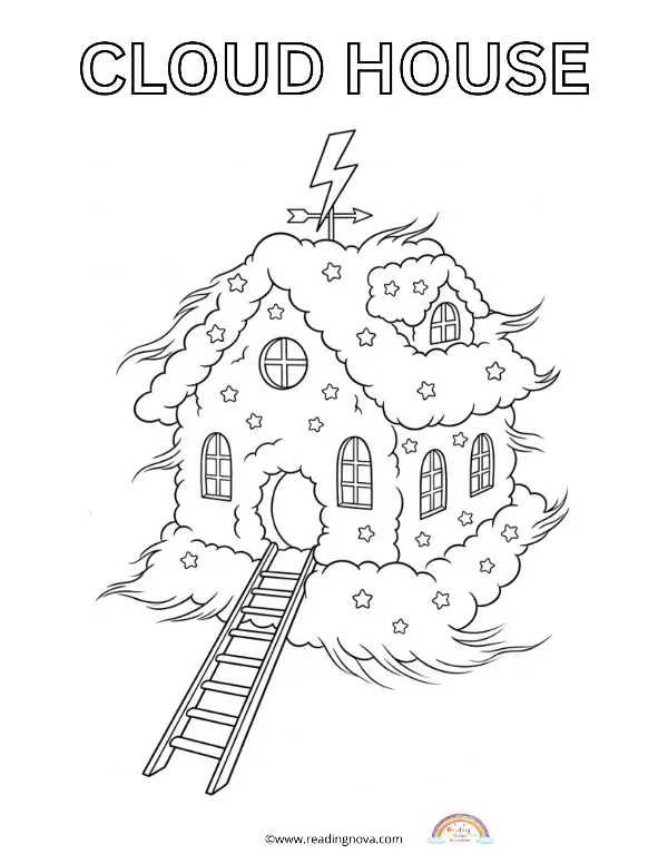 Free colouring page: Cloud House