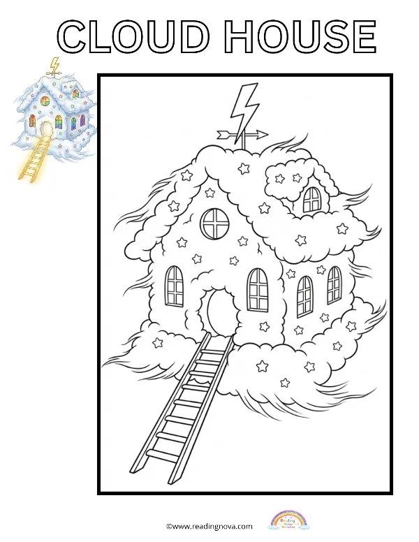 Free colouring page: Cloud House