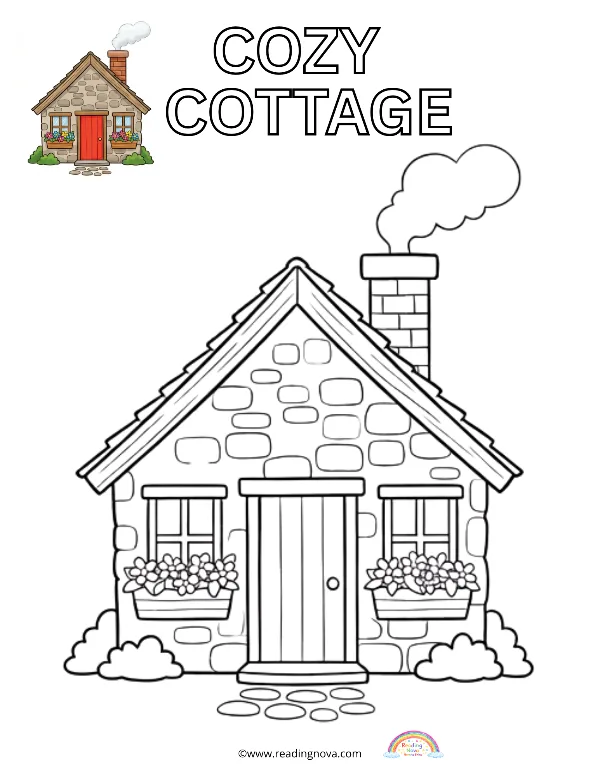 Free colouring page: Cozy Cottage