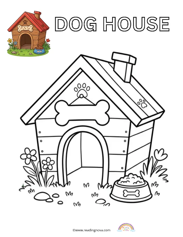 Free colouring page: Dog House