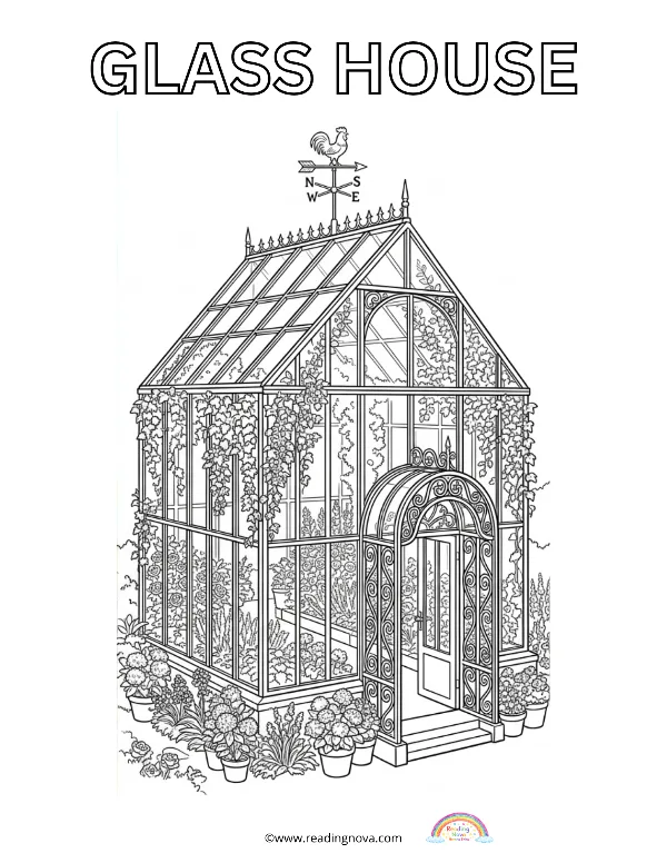 Free colouring page: Glass House