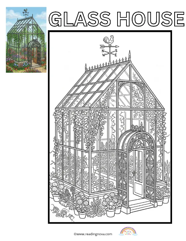 Free colouring page: Glass House