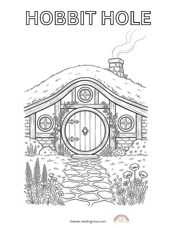Free colouring page: Hobbit Hole