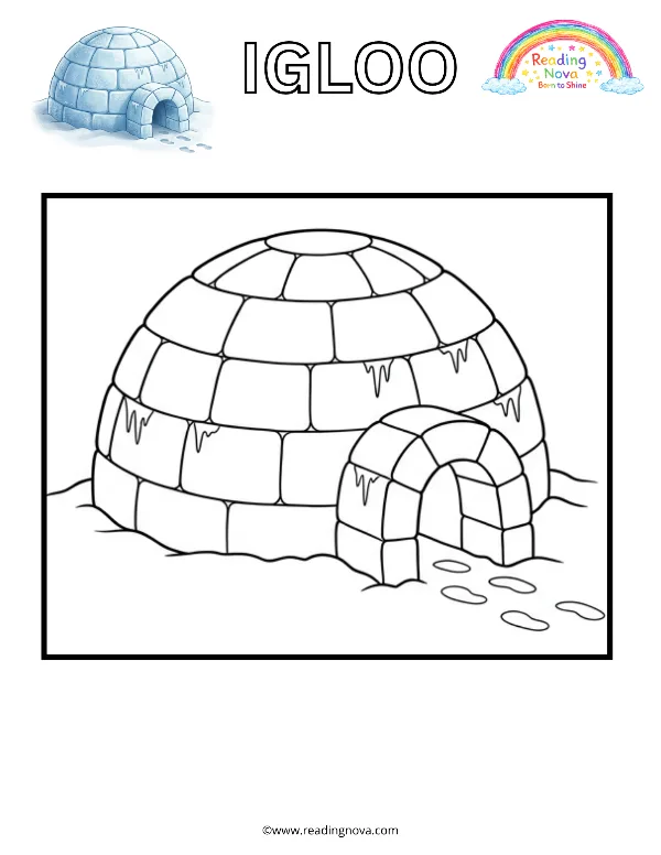 Free colouring page: Igloo