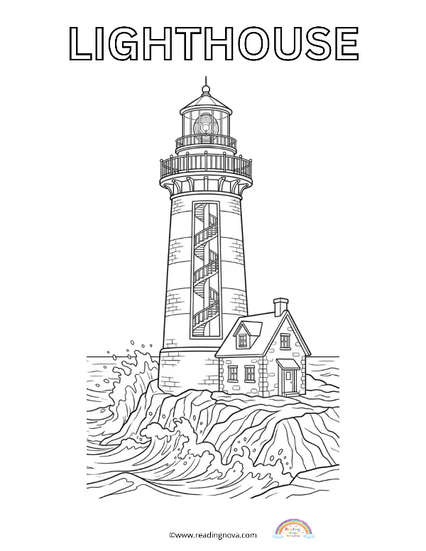 Free colouring page: Lighthouse
